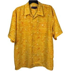 Southpole Shirt Mens Abstract Button-Up Yellow/Orange Vibrant Hawaiian Resort XL